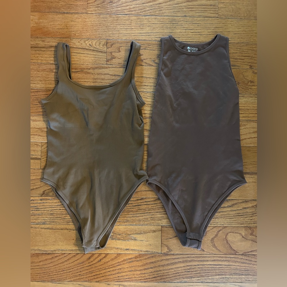 2 Brown bodysuits size medium